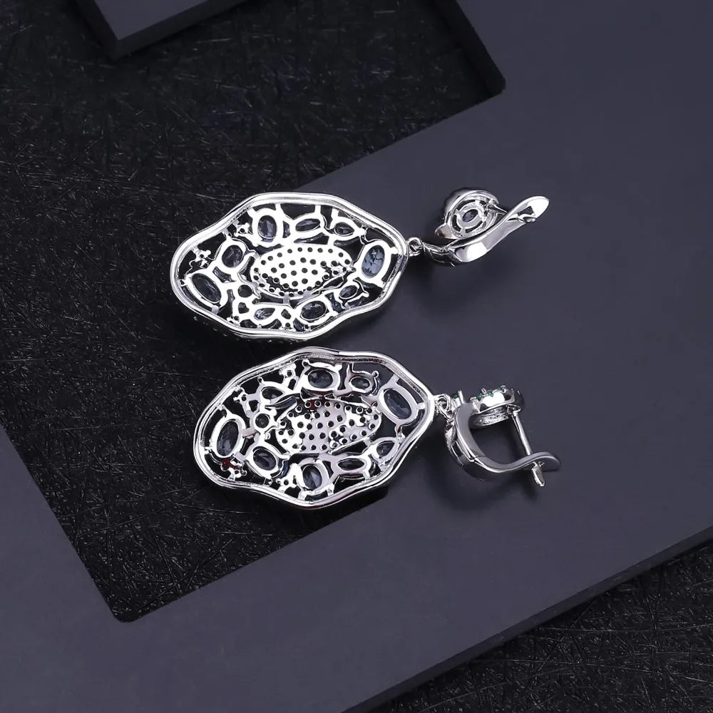 GEM'S BALLET 7.74Ct Natural Sky Blue Topaz Hyperbole Earrings 925 Sterling Sliver Gemstone Vintage Drop Earrings For Women Party