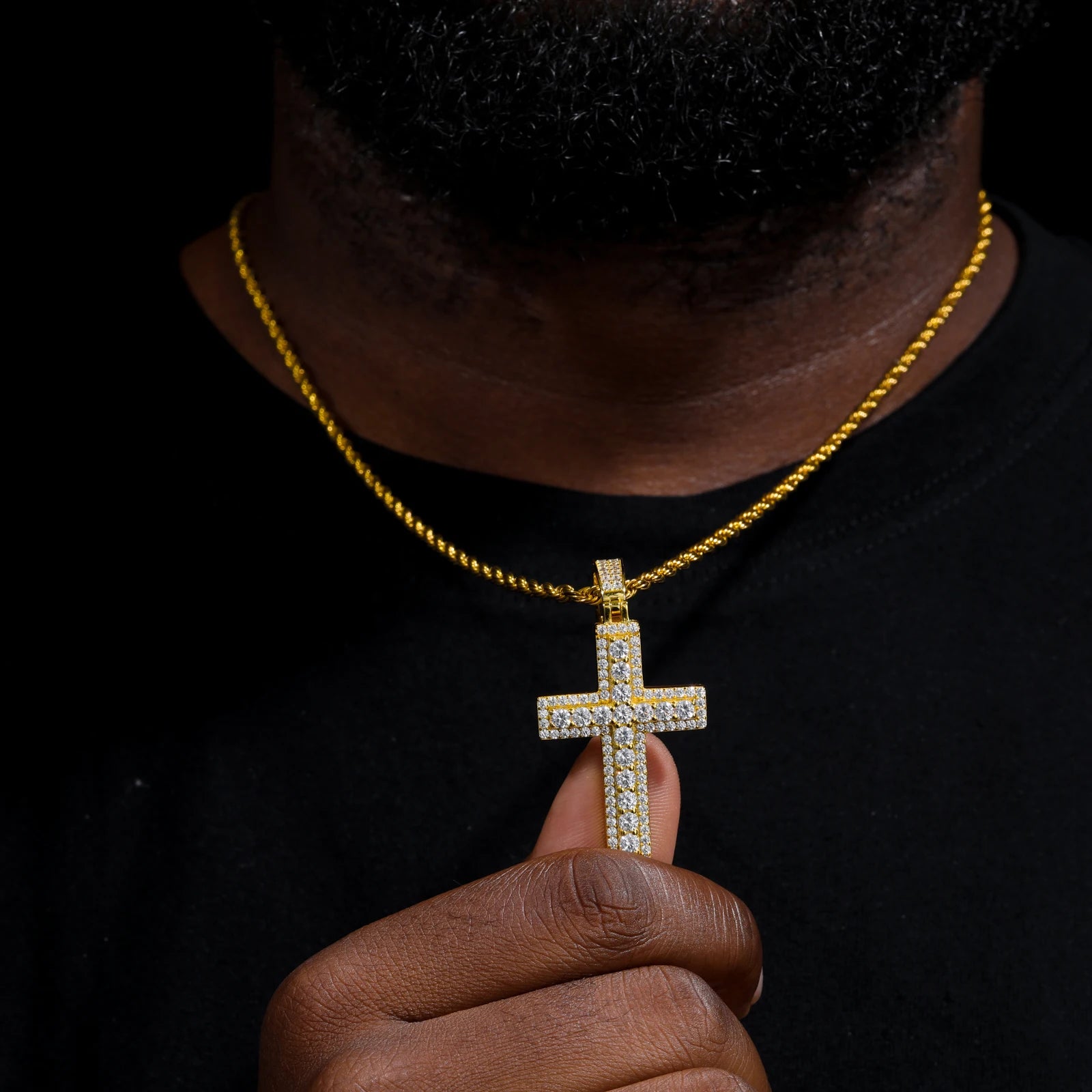 Unisex Iced Out Moissanite Hip Hop Cross Pendant Necklace 925 Sterling Silver Color  For Women Charm Fine Jewelry