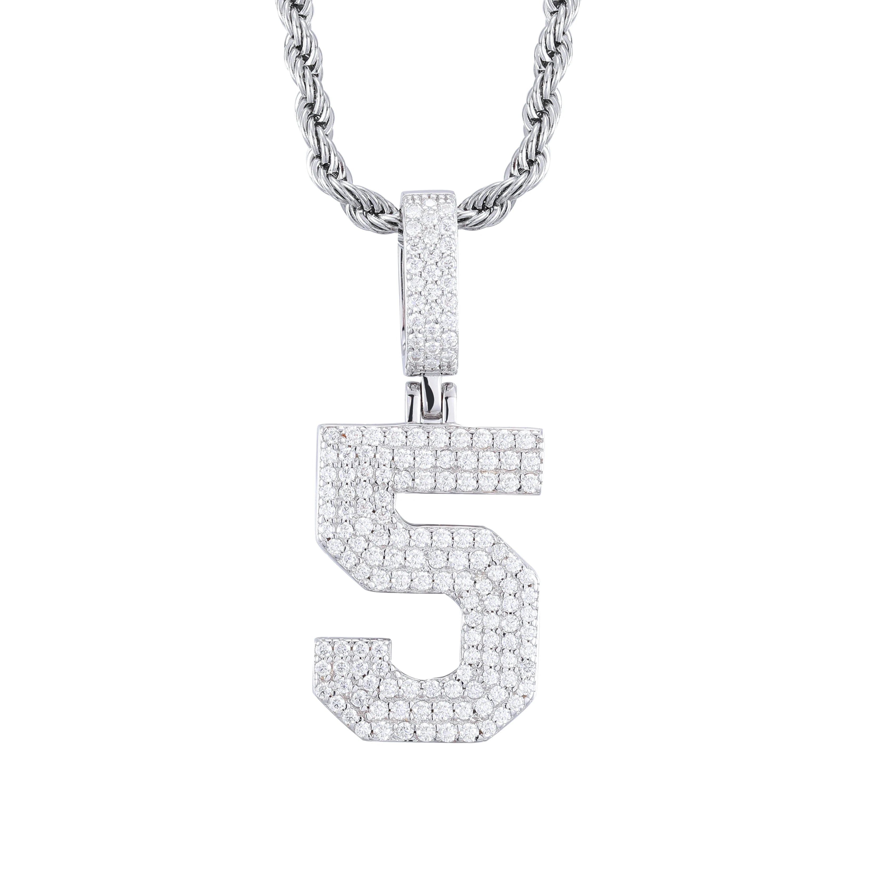 0-9 Lucky Numbers Moissanite Pendants Necklaces For Women 925 Silver Pendants Men Hip Hop Jewelry Fashion Birthday Gifts