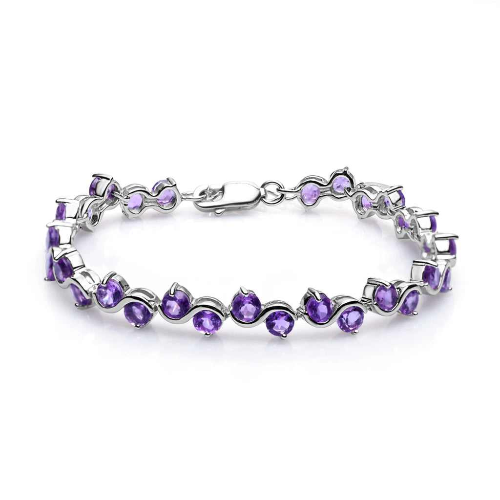 GEM'S BALLET Natural Garnet Citrine Smoky Quartz Tennis Bracelet 925 Sterling Silver Gemstone Bracelet Fine Jewelry For Women