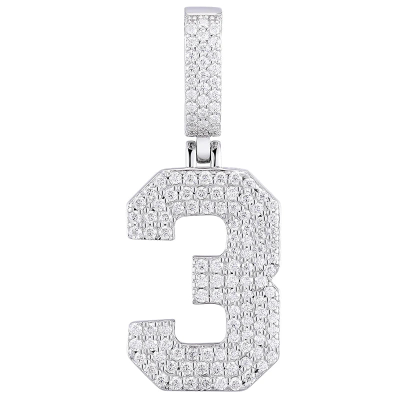0-9 Lucky Numbers Moissanite Pendants Necklaces For Women 925 Silver Pendants Men Hip Hop Jewelry Fashion Birthday Gifts