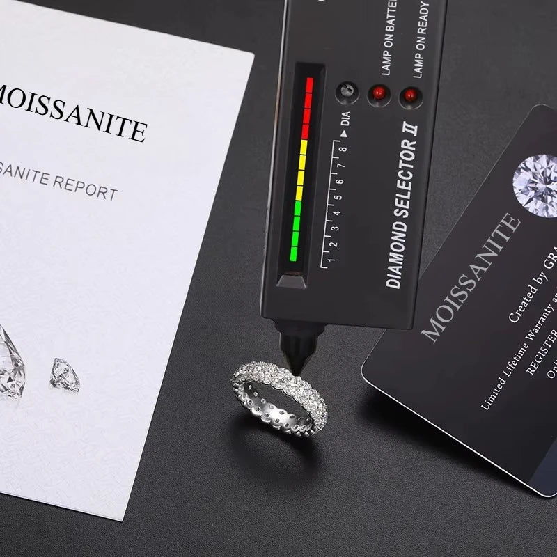 3 Rows 3mm Moissanite Classic Women Ring 925 Silver For Women Moissanite VVS1 D Color With Gra Certificate Pass Diamond Tester