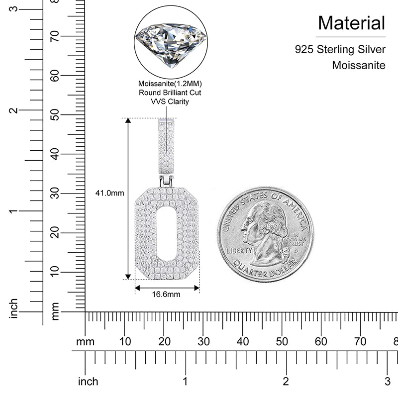 0-9 Lucky Numbers Moissanite Pendants Necklaces For Women 925 Silver Pendants Men Hip Hop Jewelry Fashion Birthday Gifts