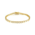 GEM'S BALLET Baguette Cut 2x4mm Eternity Bezel Moissanite Tennis Bracelet 925 Sterling Silver 14K Gold Bracelet Gift for Her