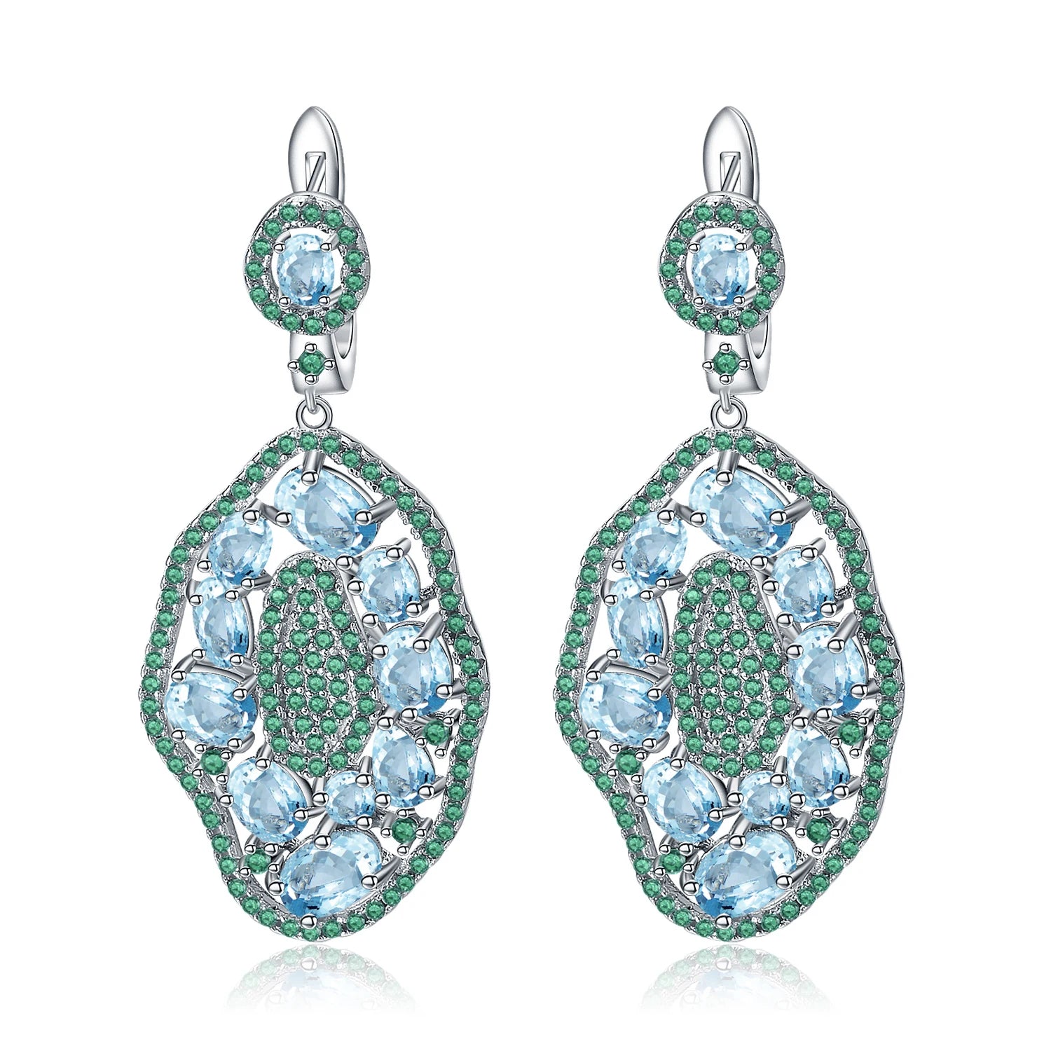 GEM'S BALLET 7.74Ct Natural Sky Blue Topaz Hyperbole Earrings 925 Sterling Sliver Gemstone Vintage Drop Earrings For Women Party