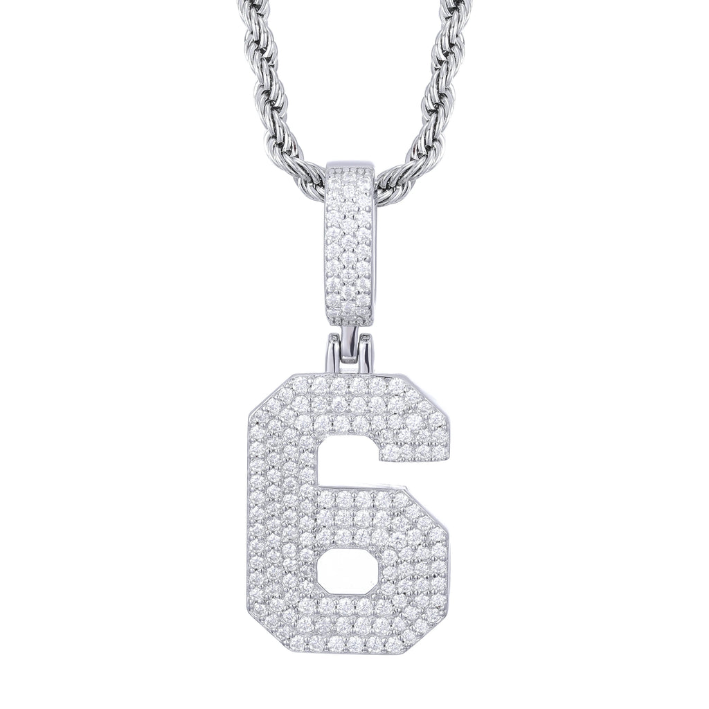 0-9 Lucky Numbers Moissanite Pendants Necklaces For Women 925 Silver Pendants Men Hip Hop Jewelry Fashion Birthday Gifts